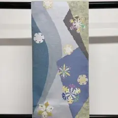 雪輪と結晶が織られた袋帯 着物 金糸銀糸