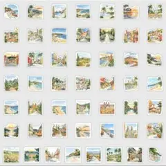 観光地お土産絵画ステッカーフレークシール夏ギフト海ヤシの木旅行まとめ写真街セット