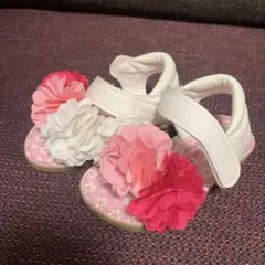 花モチーフ ホワイトサンダル 14.0cm