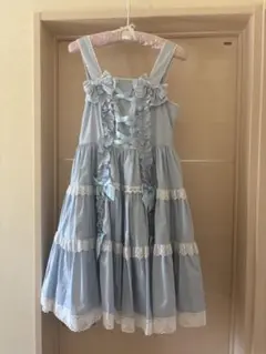 Angelic Pretty 肩リボンジャンパースカート 水色 サックス JSK
