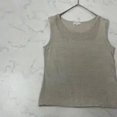 Gabardine K.T ワントーン 透かし編み リネン タンクトップ 11