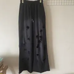 ダメージワイドスウェットパンツ/スウェットワイドパンツ