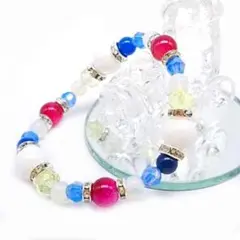 ☆L210 ピンク&ブルーバンテッドアゲート】パワーストーンブレスレット天然石