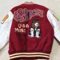 EASTBOY イーストボーイスタジャン　犬刺繍袖レザー