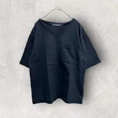 ダブルクローゼット　トップス　Ｖネック半袖Tシャツ　シンプル　綿100 Ｆ　黒