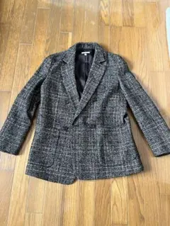 ループツイードグレンチェックダブルジャケット