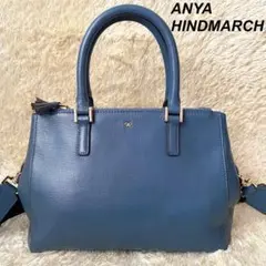 【美品】 アニヤハインドマーチ ハンドバッグ 2way レザー 自立式 ロゴ