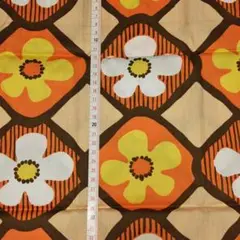 シーチング 花 昭和レトロ オレンジ系 約50cm×190cm
