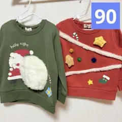 ChumUp サンタ クリスマス　トレーナー　90cm プリント　フェルト　立体