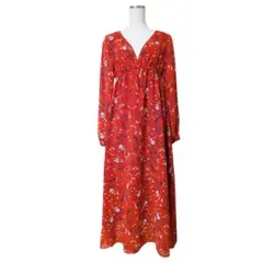 美品 スローブイエナ すずらん総柄ロングワンピース 赤 レッド