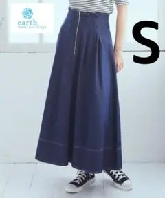 earth music&ecology フロントジップタックフレアスカート S