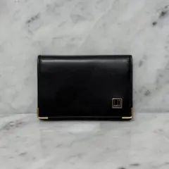 dunhill ダンヒル 二つ折り カードケース 本革 レザー ブラック 金