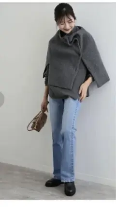 スローブイエナ　美品　ファインウールスヌード　グレー