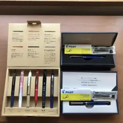 パイロット株主優待品。万年筆2本+実用筆記具セット。