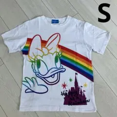 東京ディズニーリゾート購入　デイジー柄　S 白　Tシャツ　レインボー