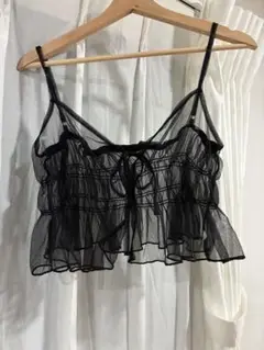 シースルーフリルビスチェ 黒 F