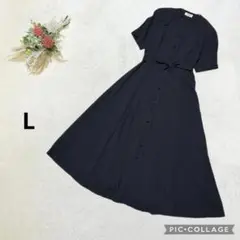 SPOOL 【L】 ブラックドレス ロングワンピース Vネック リボン 羽織 黒