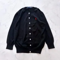 【美品】Ralph ラルフローレン カーディガン ニット ブラック 刺繍ロゴ M