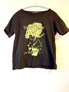 イラスト　ロゴ入り　 半袖Tシャツ 黒　М〜L