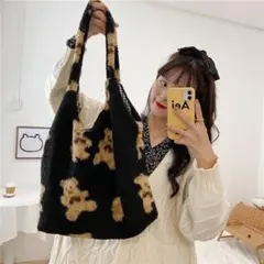 クマ模様フワフワエコバッグ