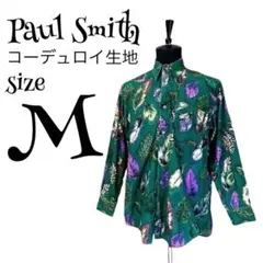 【羽柄】【コーデュロイ】【M】Paul Smith 総柄シャツ メンズ