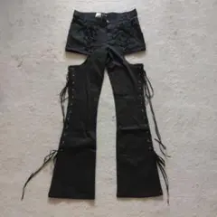 BPN レースアップ 黒 パンツ