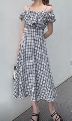 one wayリボンオフィショルワンピース