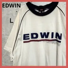 EDWIN 【L】 半袖 Tシャツ 白系 ロゴ プリント