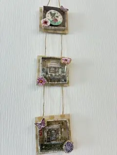 ヴィンテージ風蝶花3連壁掛けインテリア　Q