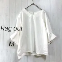 Rag out ５分袖ブラウス　ホワイト　M　オフィス　仕事着
