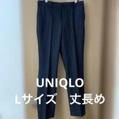 UNIQLO ヒートテックスマートスリムパンツ　ネイビー ストライプ L 丈長め