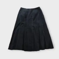 エスピエ（34）パイピングラインデザインフレアスカート 黒 小さいサイズ 上品