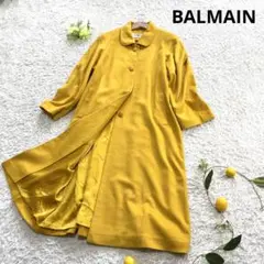 BALMAIN カシミヤ100% 裏地シルク100% ロングコート 11号