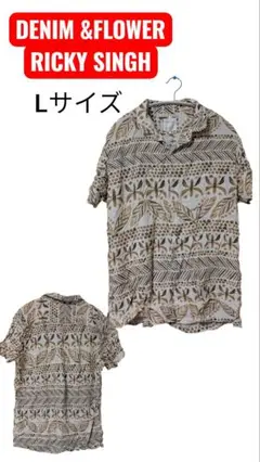 DENIM & FLOWER RICKY SINGH 半袖シャツ Lサイズ☆古着