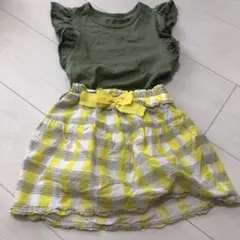 ラグマート　女の子夏コーデ　100 黄色　カーキ　ノースリーブ　カジュアル