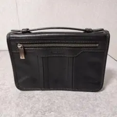 美品★TAKEO KIKUCHI クラッチバッグ セカンドバッグ 黒 本革メンズ