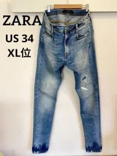 【良品】ZARA ザラ ダメージ加工ジーンズ　US 34