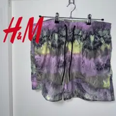 【H&M】パターンスイムパンツ　パープル　タイダイ　海パン　XLサイズ　海