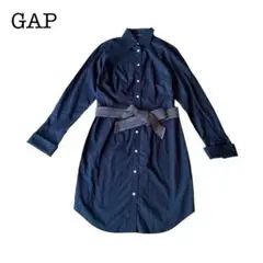 GAP ギャップ シャツワンピース ウエストリボン 薄手 シンプル