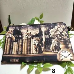 猫と本のデザインポーチ