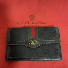 貴重 未使用 GUCCI オールドグッチ 折れ 財布 コインケース ブラック