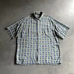 90s pierre cardin チェック レーヨン シャツ ボックス ワイド