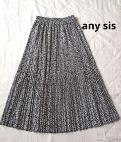 極美品　any sis　リバティ柄　プリーツスカート　ロングスカート　ネイビー