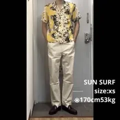 SUNSURF サンサーフ アロハシャツ XS 黄色 ハイビスカス 柄シャツ