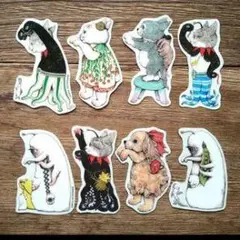 猫と犬のキャラクター ワッペン 8個セット