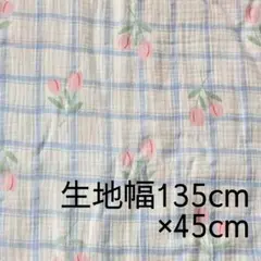 クレープダブルガーゼ生地 チューリップチェック柄 生地幅135cm×45cm