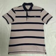 LACOSTE ストライプ ポロシャツ グレー