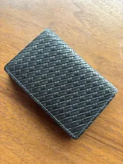 【美品】TAKEO KIKUCHI 名刺入れ レザーメッシュ ブラック