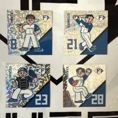 北海道日本ハムファイターズ 超お菓子祭りステッカーシール 淺間 清宮 伏見 河野