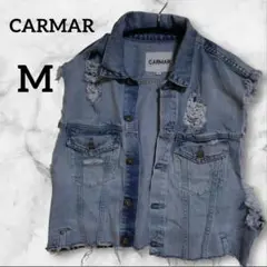 1点限定⭐️CARMAR 【M】ヴィンテージ　ダメージ加工デニムベスト ブルー